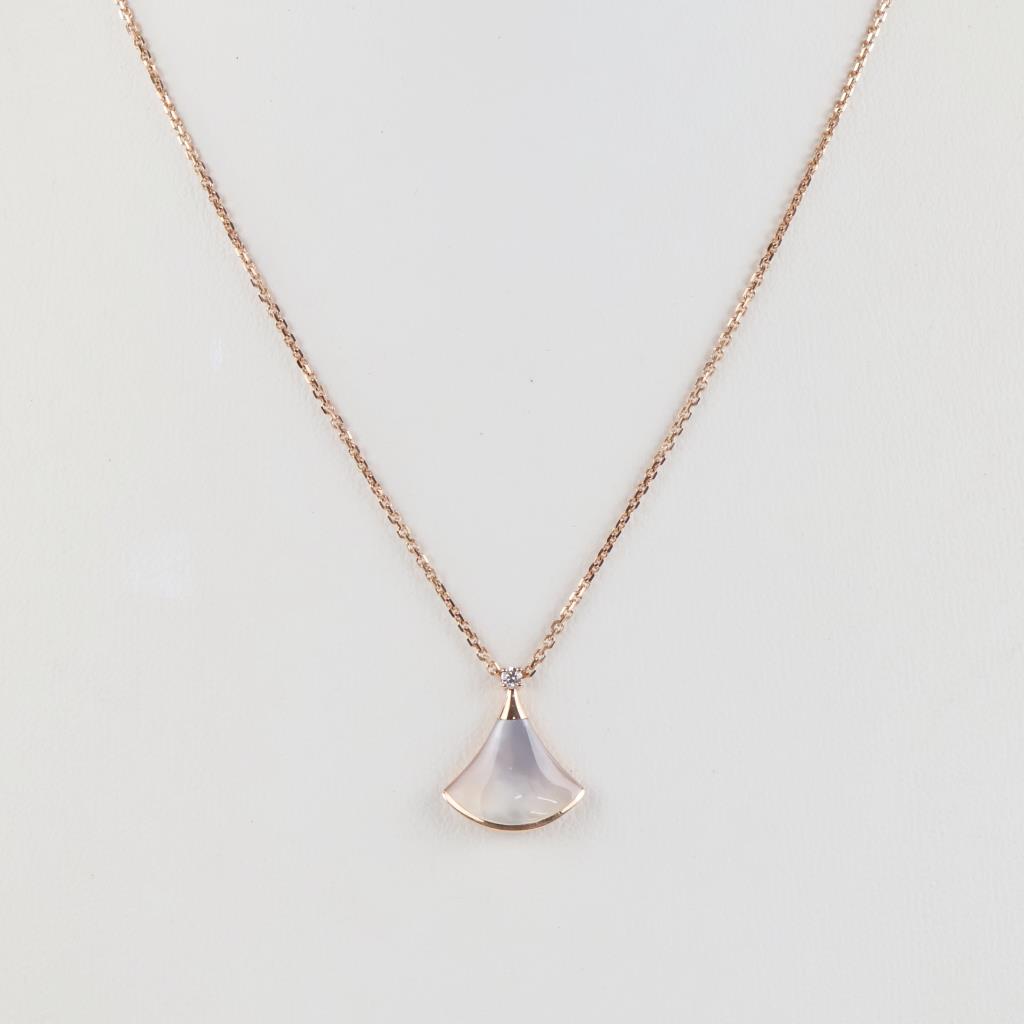 Bvlgari 18kt Rose Gold Divas Dream Necklace With Diamond Pendant-Evaluated By Certified Gemologist