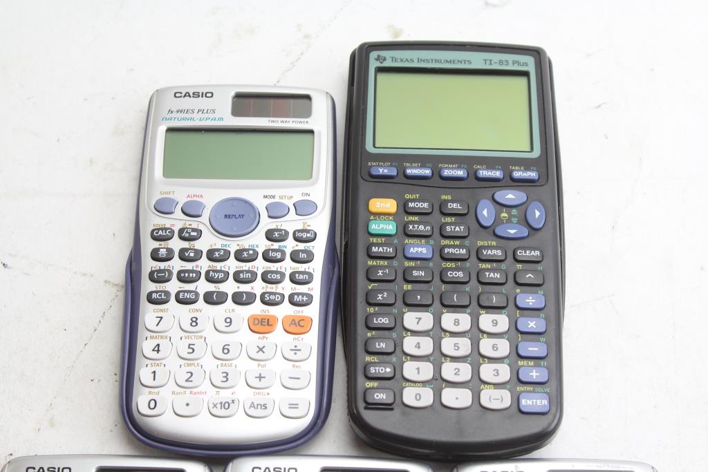 Calculators Casio And Texas Instruments, 5 Pieces Property Room