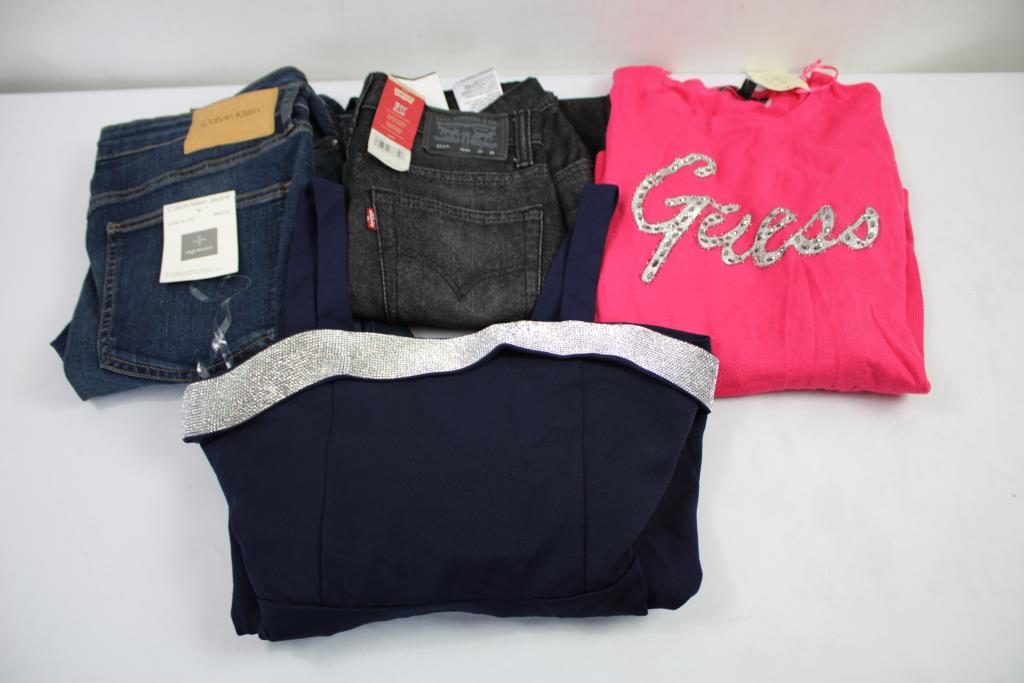 Calvin Klein, Levi's, Guess, And More Bulk Clothing Lot, 8 Pieces