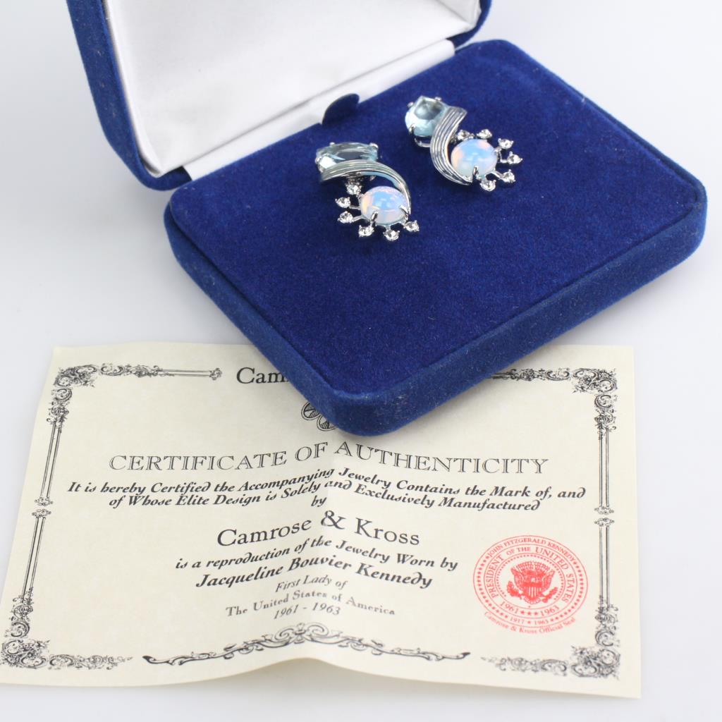 Camrose & Kross Morning Mist Earrings With Blue And Clear Stones Property Room