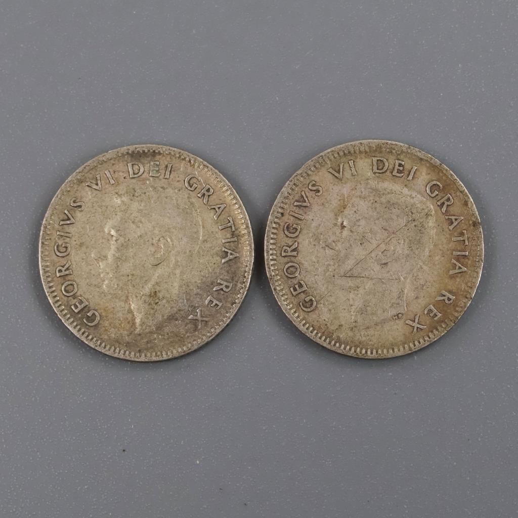 Canadian Silver 10 Cents, 2 Pieces