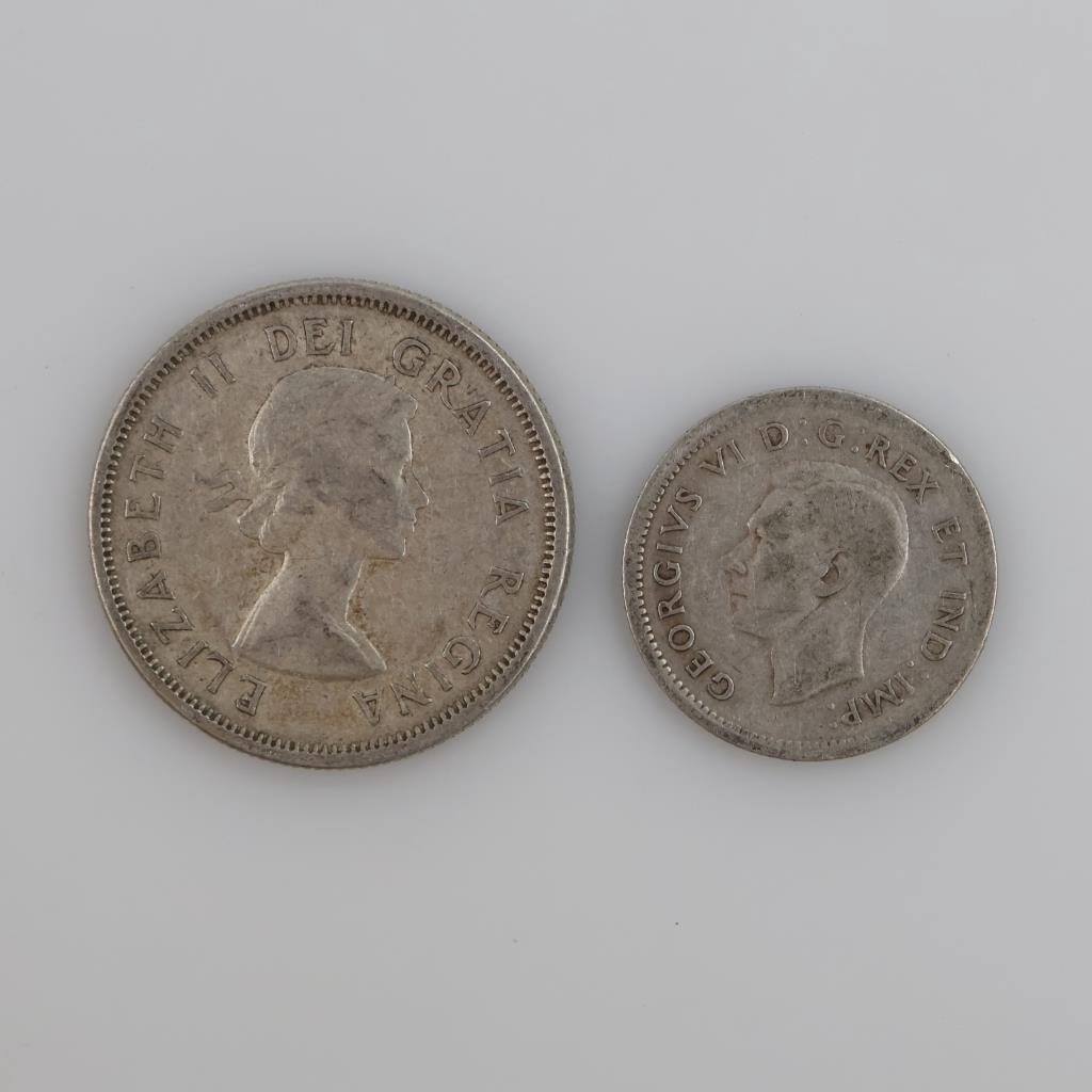 Canadian Silver Coins, 2 Pieces