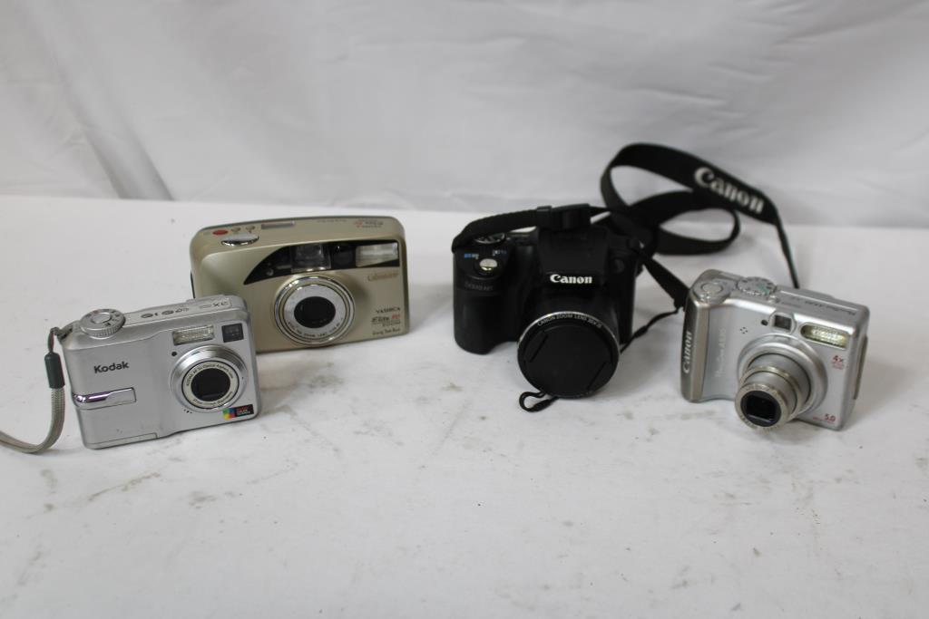 Canon, Kodak, Kyocera Digital Cameras Bulk Lot, 4 Pieces