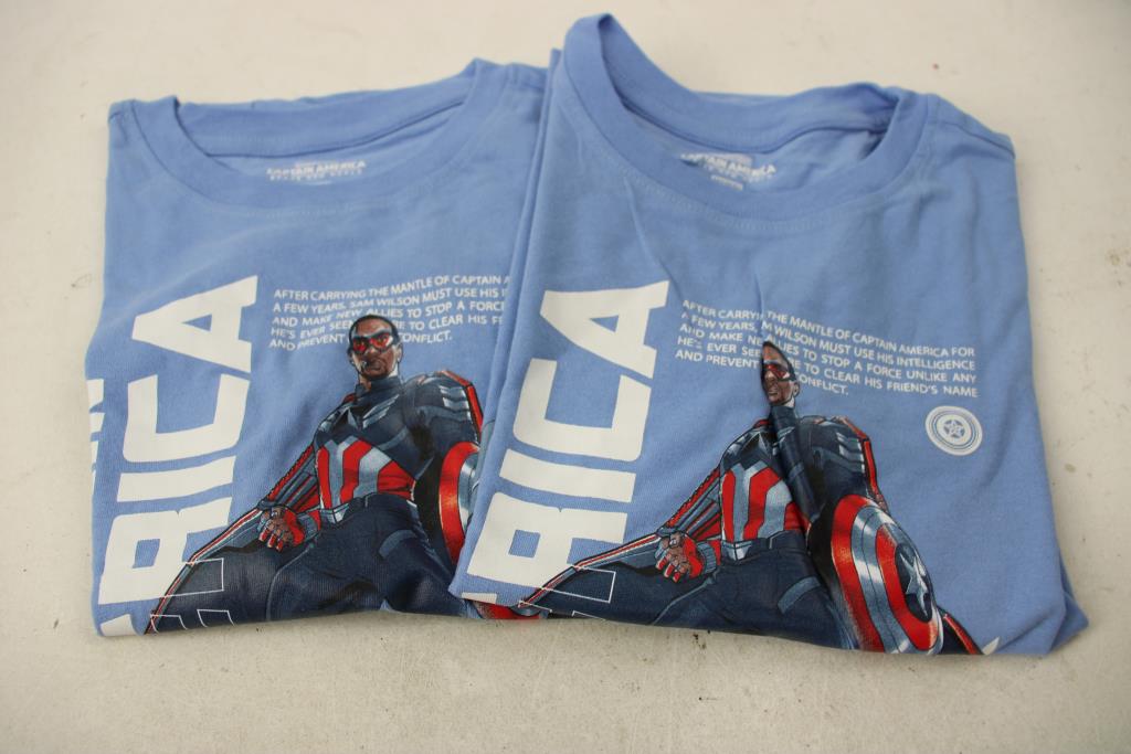 Captain America, Bluey Youth Shirts, Size 7/8, 4 Pieces