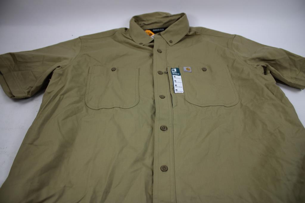 Carhartt Rugged Professional Series Relaxed Fit Canvas Button Work Shirt, Beige, XL