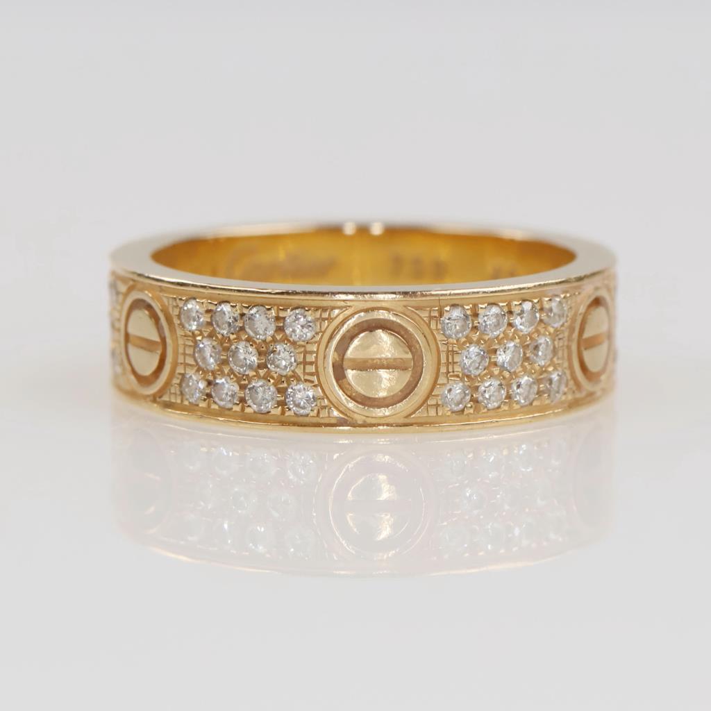 Cartier 0.31ct TW Diamond 18kt Gold Love Pave Band -Evaluated By Our Certified Gemologist-AGS/GIA