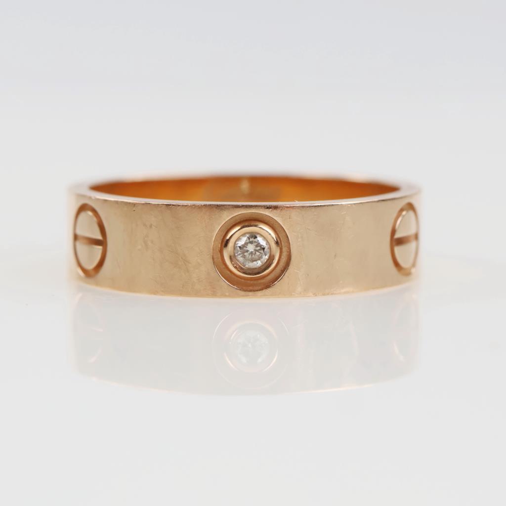 Cartier 18kt Gold Diamond Love Band -Evaluated By Our Certified Gemologist-AGS/GIA