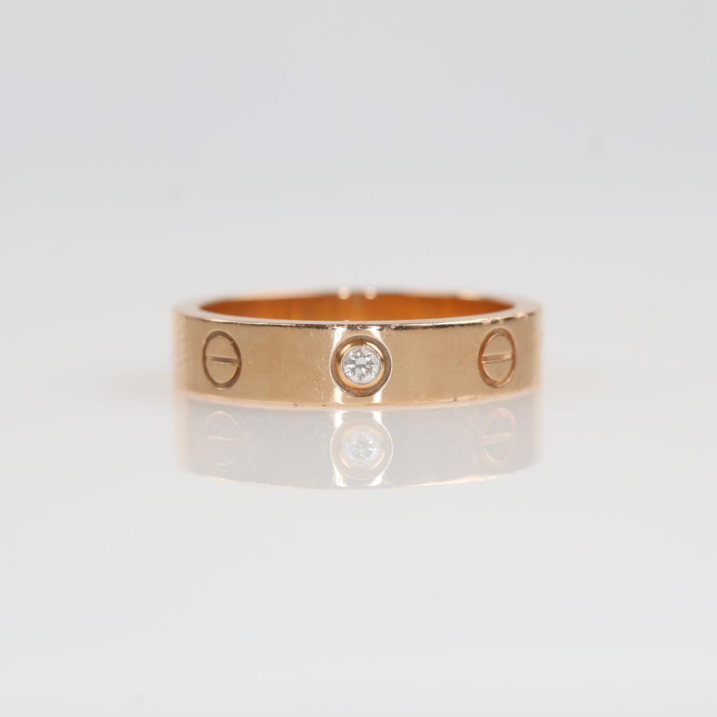 Cartier 18kt Rose Gold Diamond Love Ring-Evaluated By Our Certified Gemologist-AGS/GIA