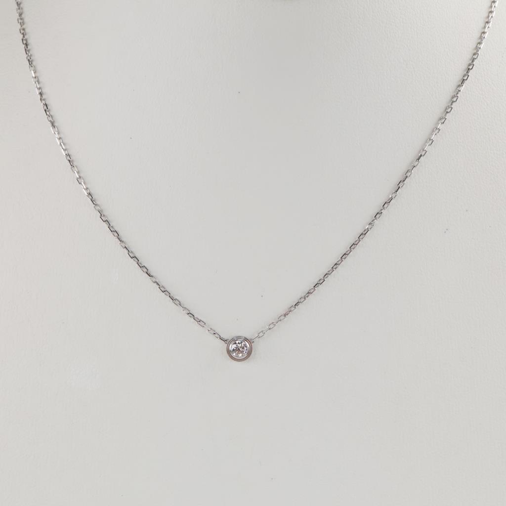 Cartier 18kt White Gold D'Amour Pendant Diamond Necklace-Evaluated By Certified Gemologist-AGS/GIA