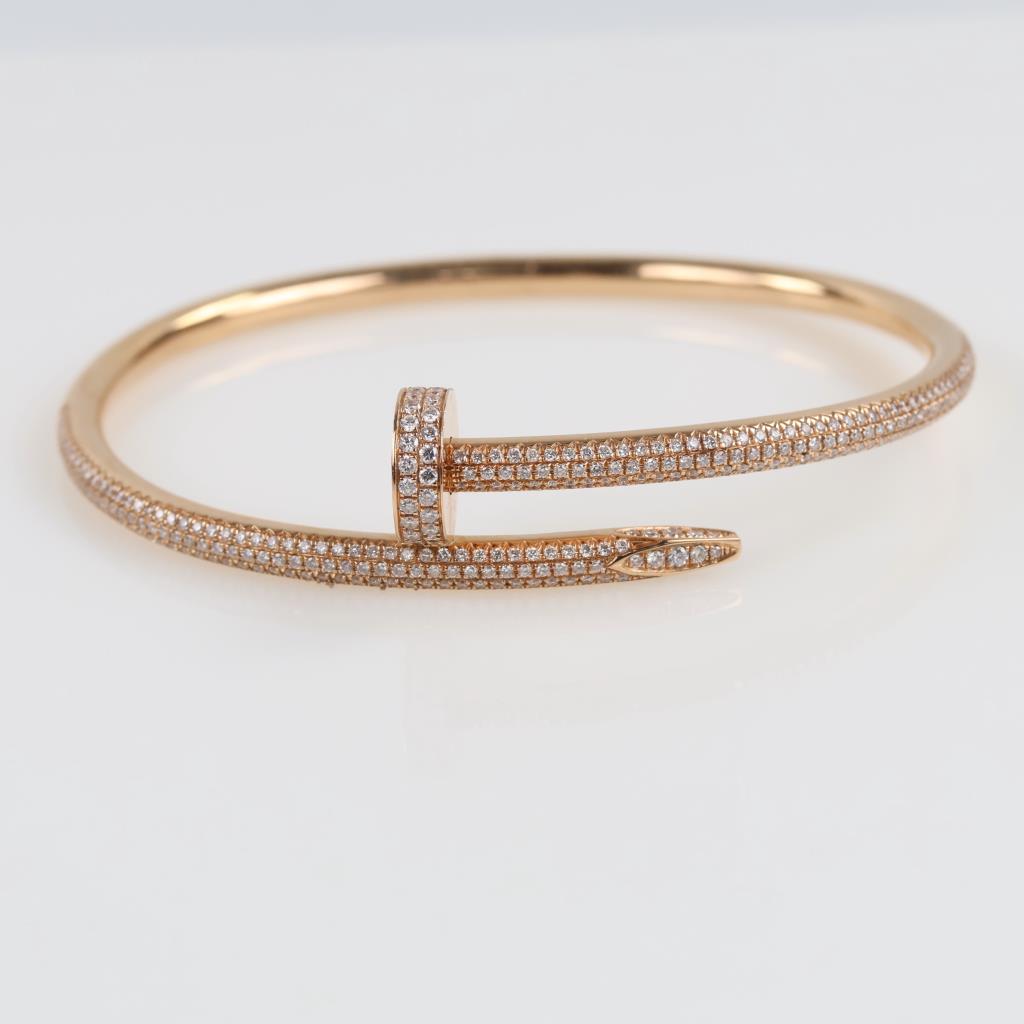 Cartier 2.26ctw Diamond 18kt Rose Gold Juste Un Clou Nail Bracelet-Evaluated By Certified Gemologist