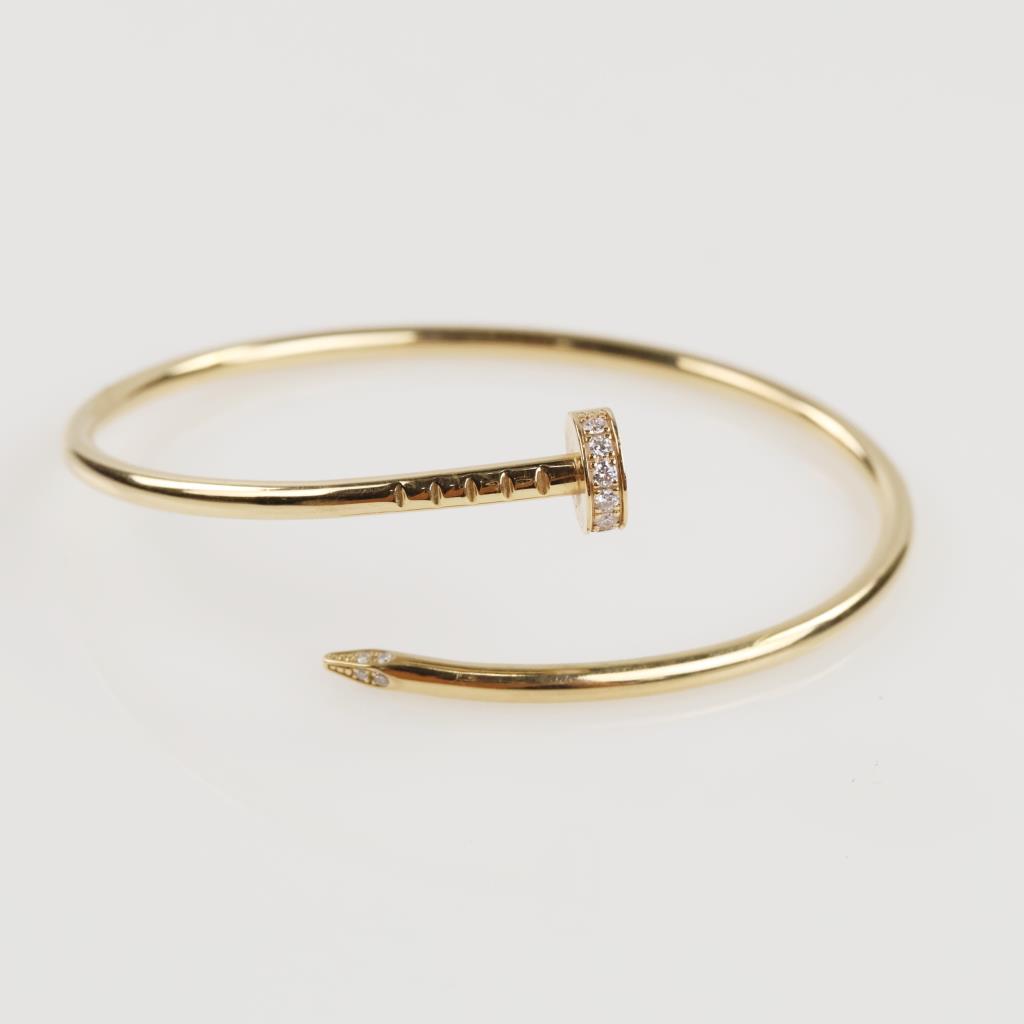 Cartier Diamond 18kt Gold Nail Bracelet - Evaluated By Our Certified Gemologist-AGS/GIA