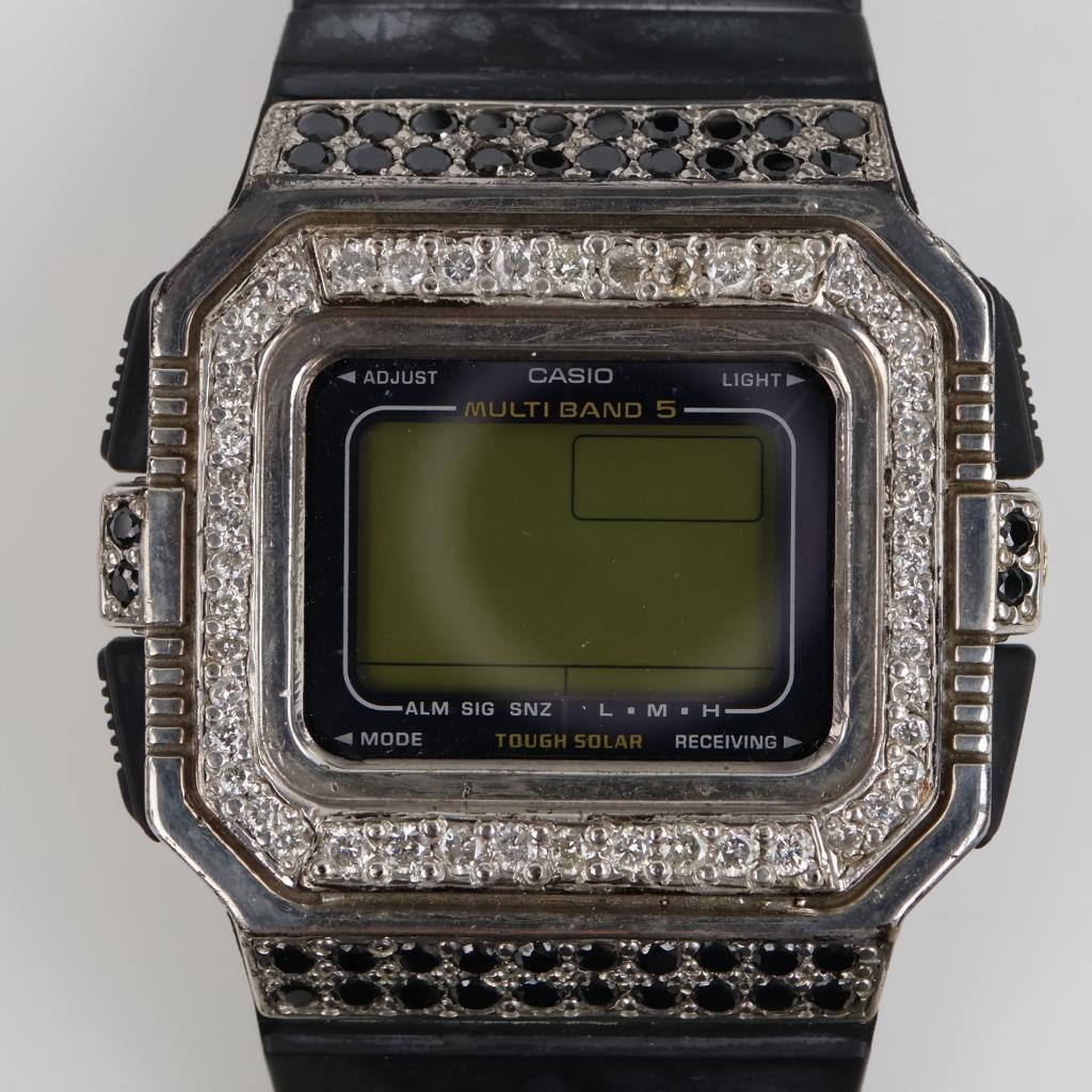Casio G-Shock 25th Anniversary Dawn Black Silver And Diamond Watch