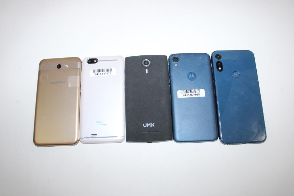 Cell Phone Lot, 5 Pieces, Sold For Parts Property Room