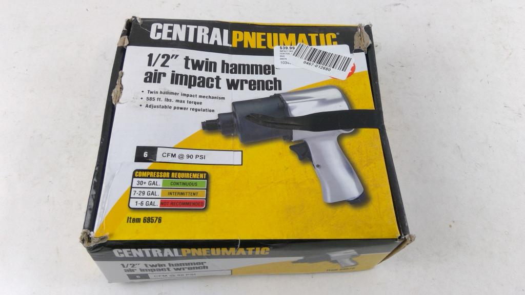 Central Pneumatic 1/2" Twin Hammer Air Impact Wrench