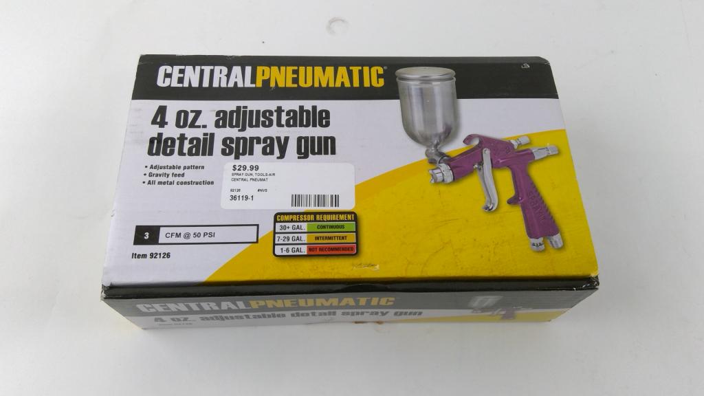Central Pneumatic Adjustable Detail Spray Gun