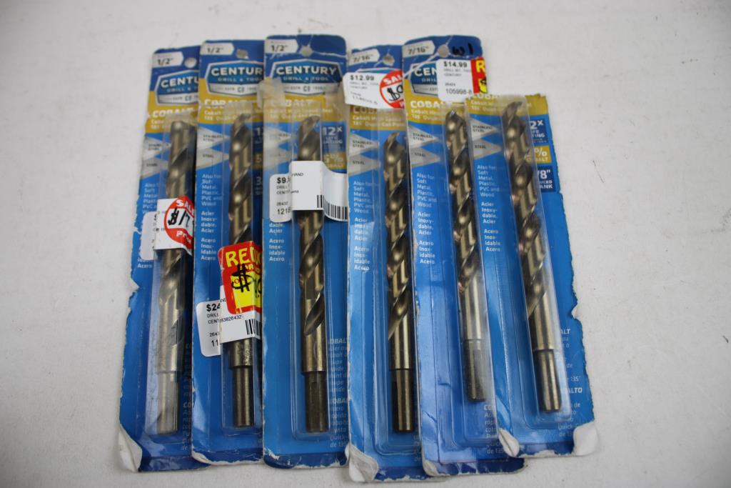 Century Drill & Tool 1/2" Cobalt Drill Bits, 7/16" SAE Straight-Shank Drill Bit, 6 Pieces