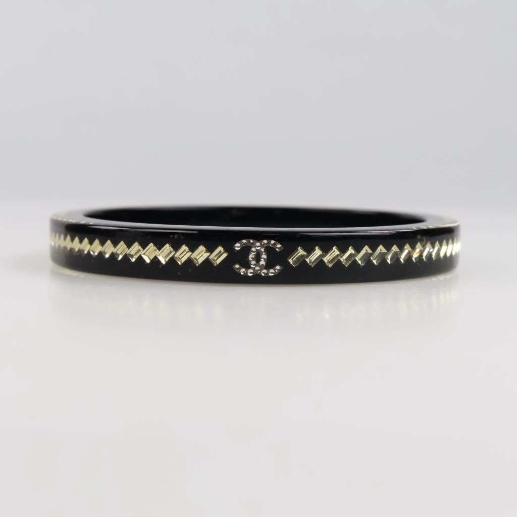 Chanel Black Resin Slip-on Bangle