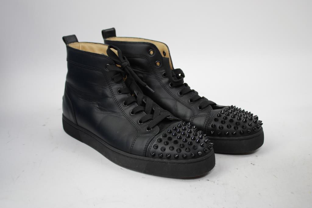 Christian Louboutin Men's 10.5 Lou Spikes High Top Sneakers - Double Checked By Entrupy