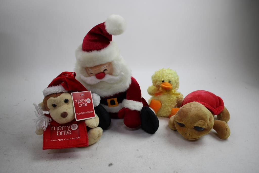Christmas Misc Plushies, Nutcracker And More,  Plastic Bin