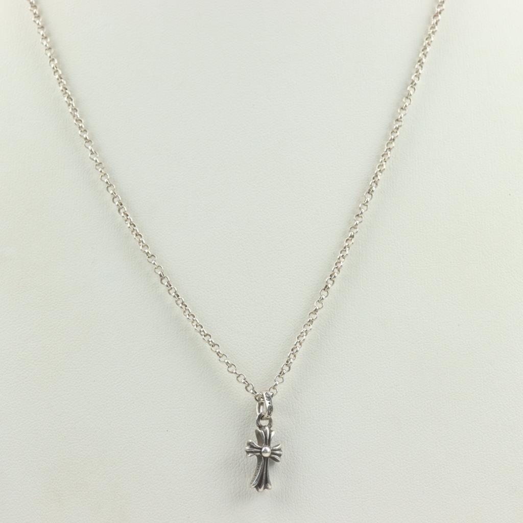 Chrome Hearts Sterling Silver Cable Chain Necklace With Cross Pendant