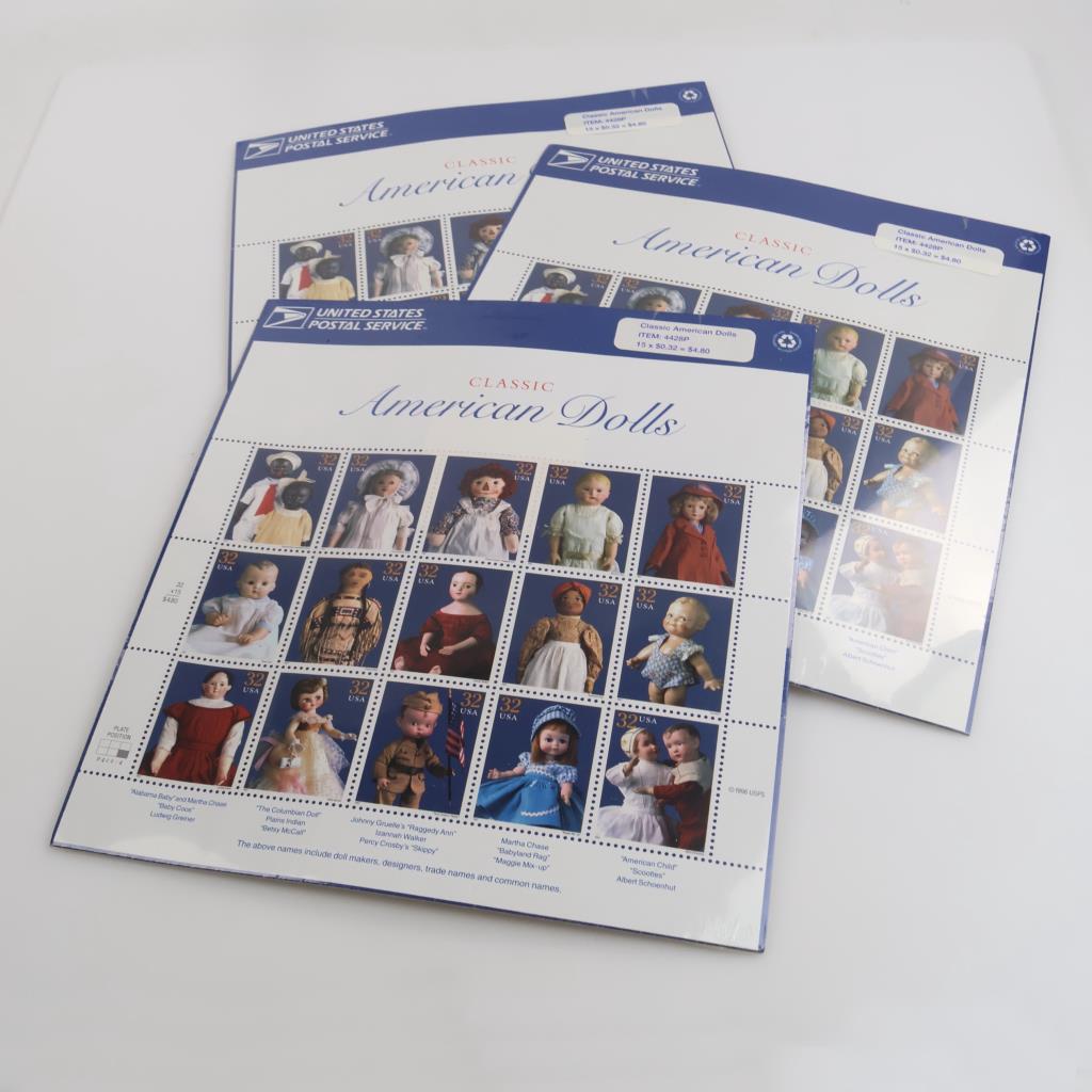 "Classic American Dolls" US Stamps, 45 Pieces