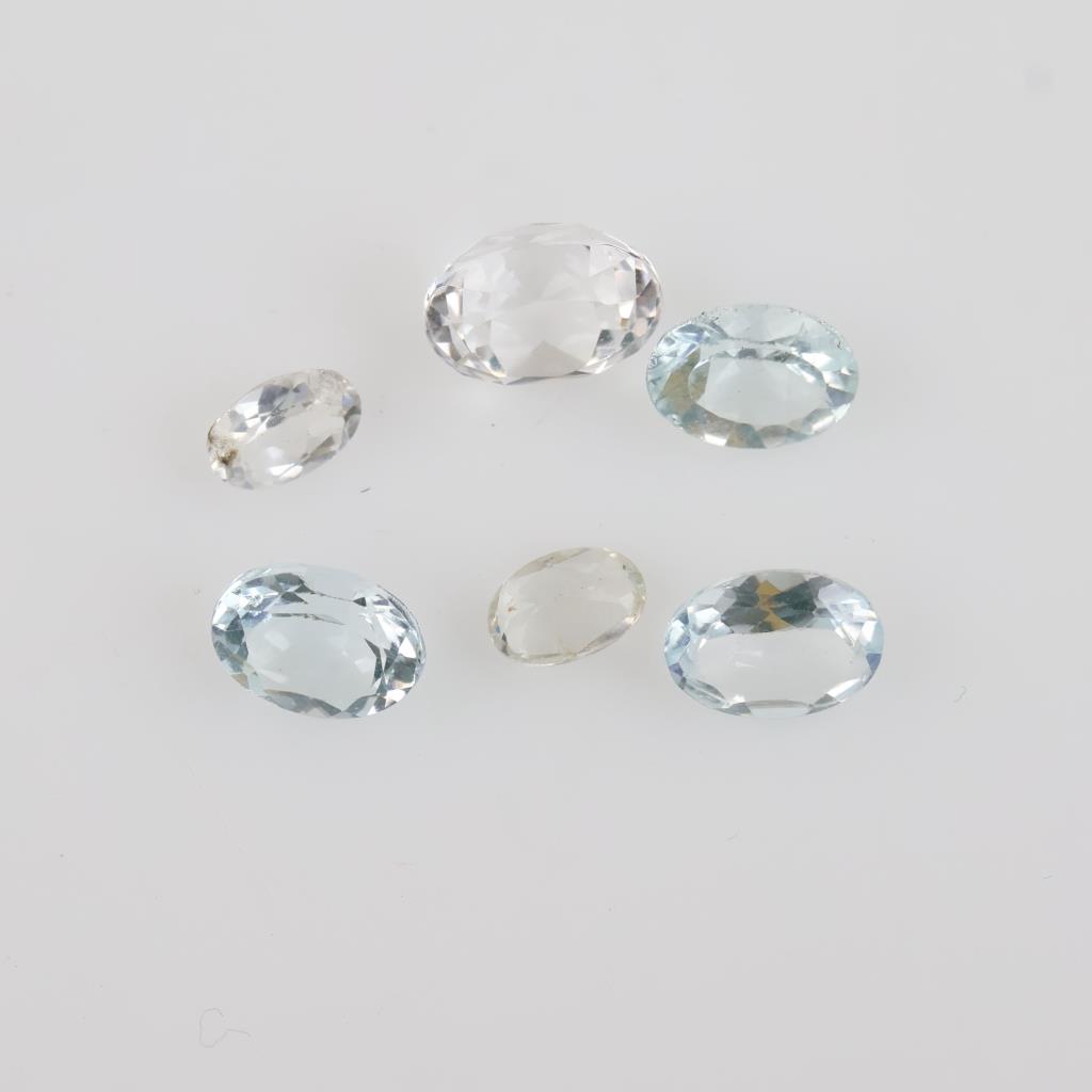 Clear & Blue Faceted Loose Jewelry Craft Stones, 6 Pieces
