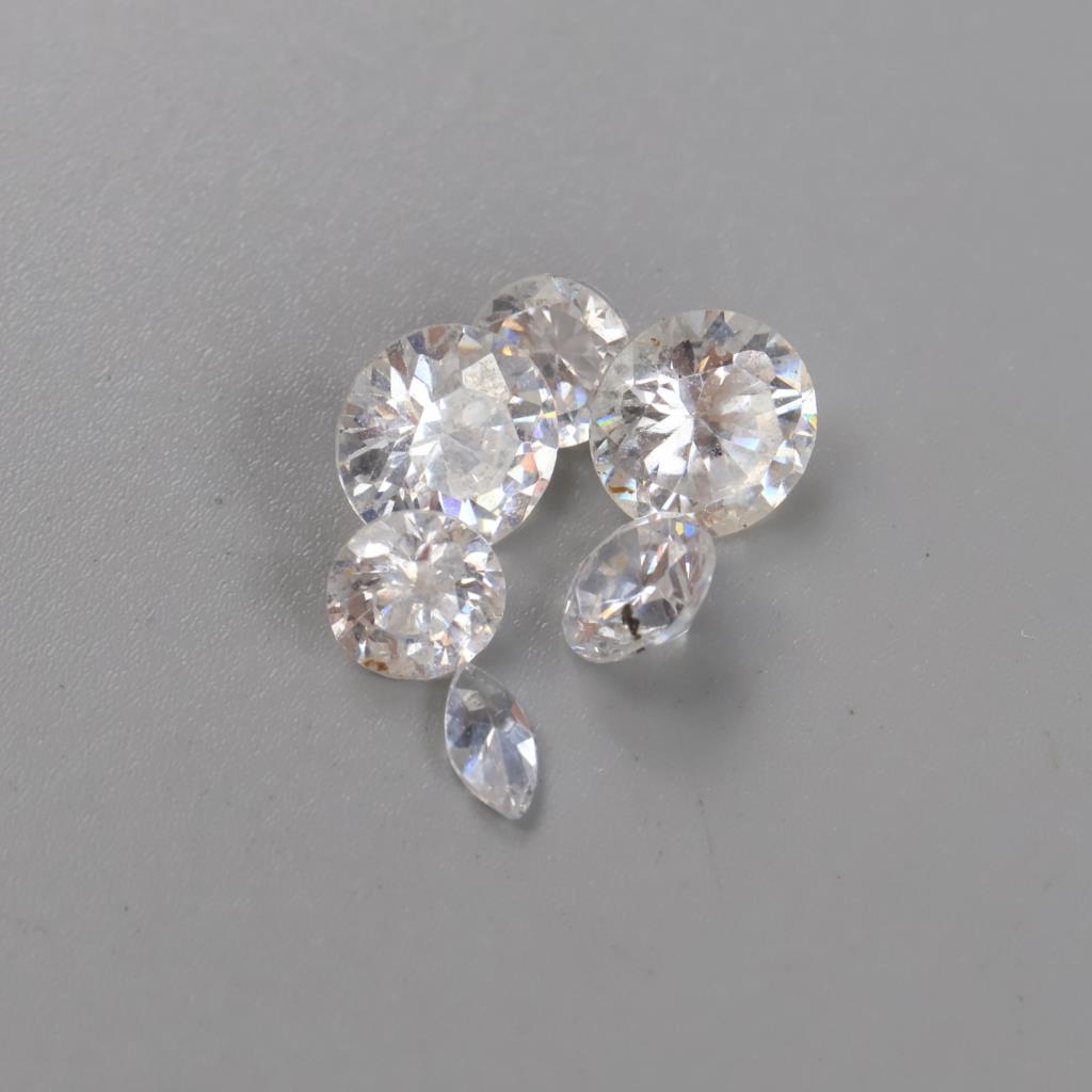 Clear Faceted Loose Jewelry Craft Stones, 6 Pieces