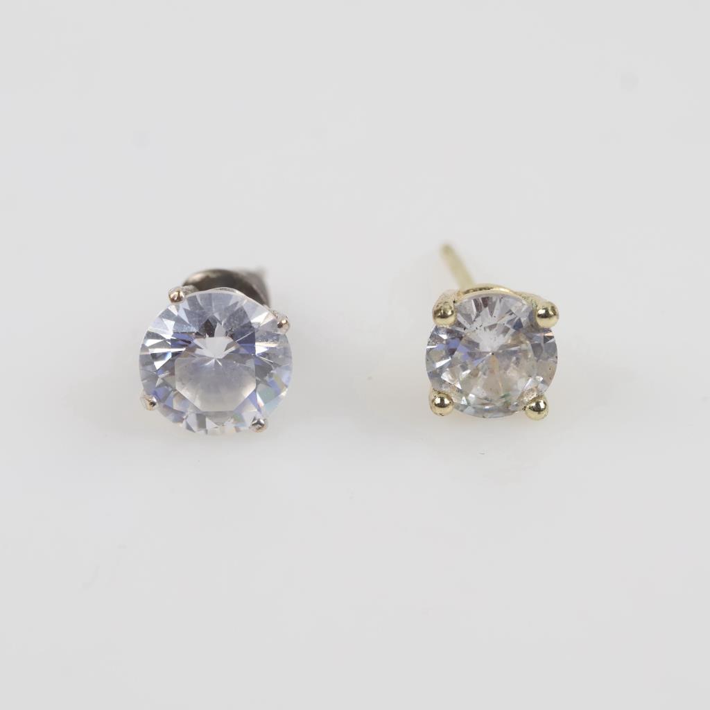 Clear Stone Mismatched Earrings; 2 Pieces