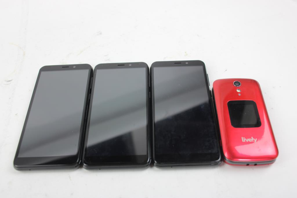 Cloud Mobile, Lively Cell Phone Lot,  4 Pieces, Sold For Parts