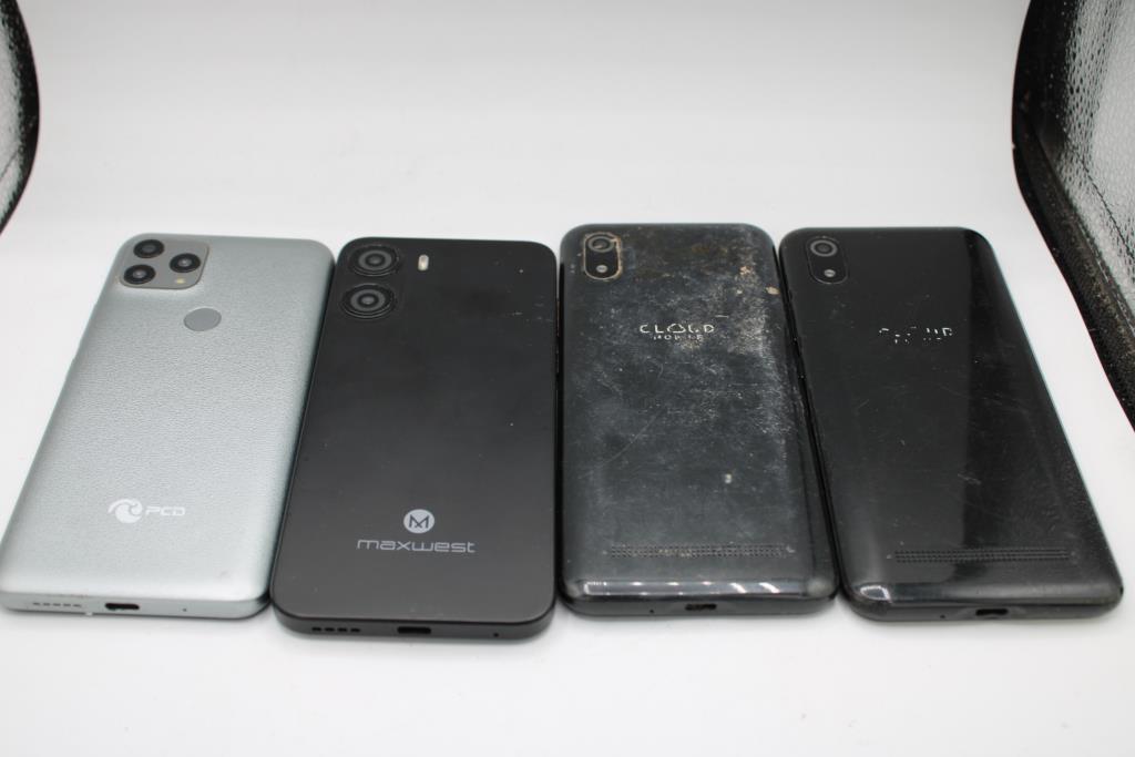 Cloud Mobile, Maxwest, PCD Cell Phone Lot, 4 Pieces, Sold For Parts