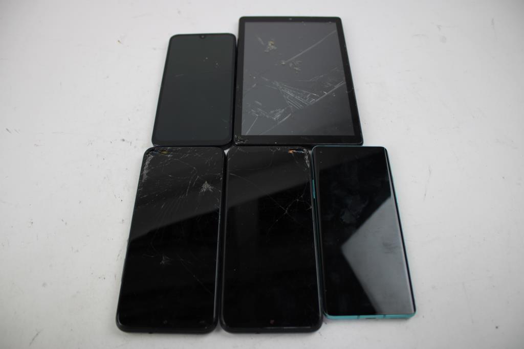 Cloud Mobile, OnePlus, Samsung, TCL Cell Phone Lot, 5 Pieces, Sold For Parts
