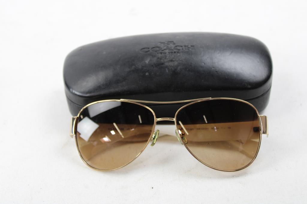 Coach Aviator White/Gold Sunglasses