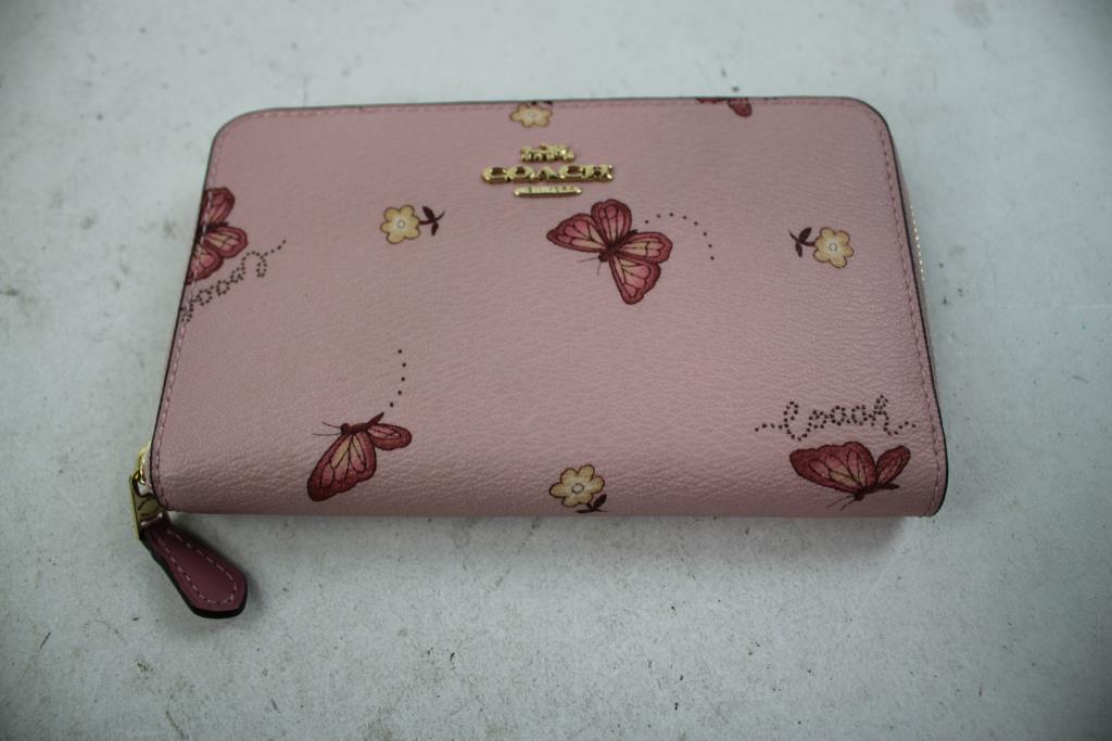 Coach Blossom Pink Butterfly Zip Wallet
