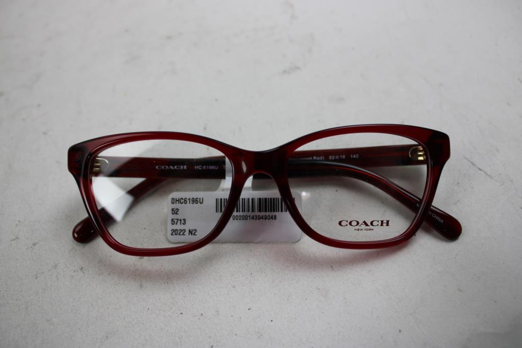Coach Full-Rim Cat-Eye Acetate Eyeglasses, Transparent Red
