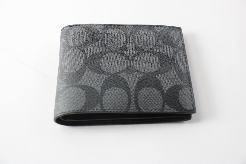 Coach ID Billfold Wallet In Signature Canvas, Black 66551 Property Room