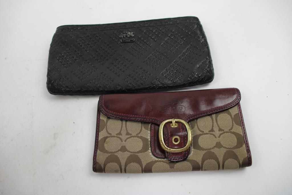 Coach Leather Pouch Bag, And Brown Buckle Wallet, 2 Pieces