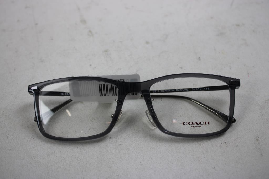 Coach Men's Rectangle Frames With Transparent Dark Grey Eyeglasses