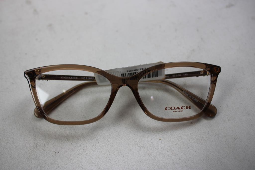 Coach Metal Butterfly-Frame Eyeglasses, Transparent Brown