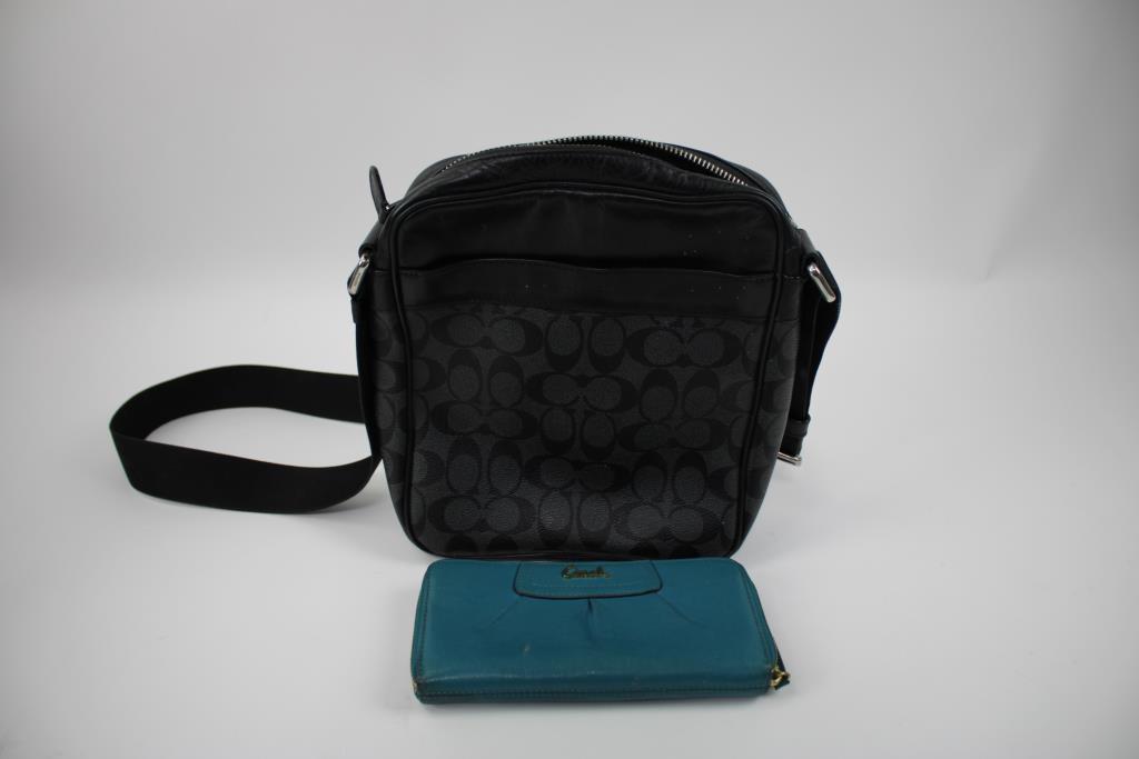 Coach Satchel Bag, Coach Aquamarine Wallet, 2 Pieces