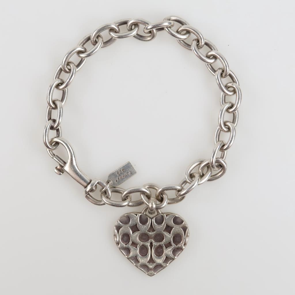 Coach Sterling Silver Chain With Heart Charm