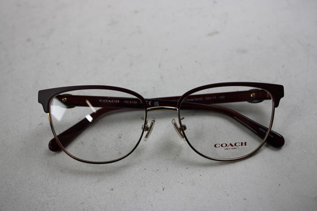 Coach Women's Full-Rim Metal Rectangular Eyeglasses, Shiny Rose Gold