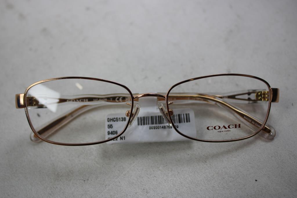 Coach Women's Full-Rim Rectangular Eyeglasses, Brushed Rose Gold