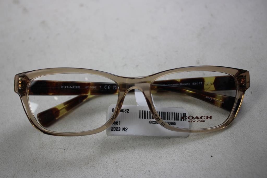 Coach Women's Full-Rim Rectangular Eyeglasses, Transparent Brown