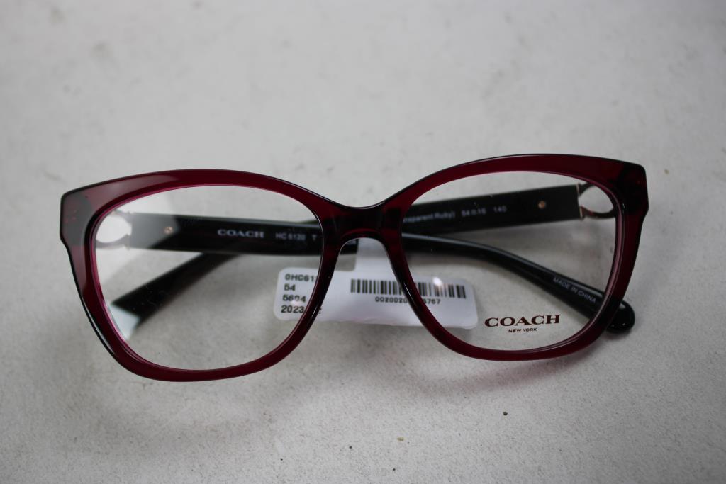 Coach Women's Full-Rim Square Eyeglasses, Transparent Ruby