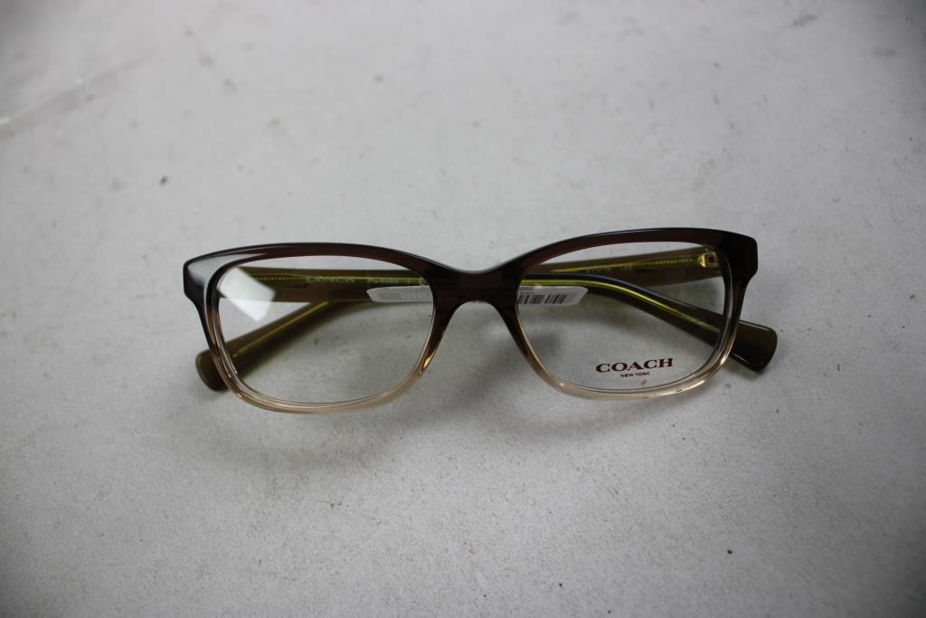 Coach Women's Rectangular Acetate Eyeglasses, Olive Brown Gradient/Olive