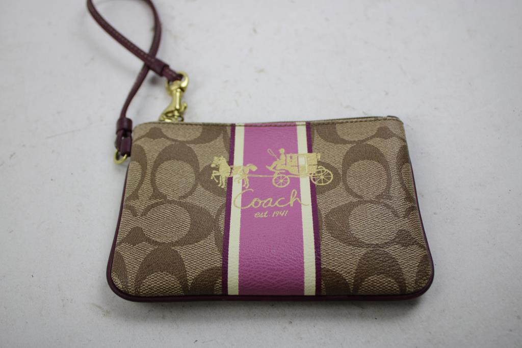 Coach Wristlet Pouch Bag, Light Brown/Pink