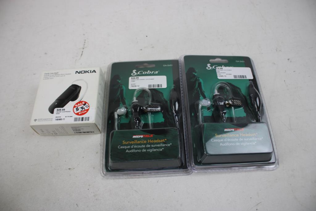 Cobra Surveillance, Nokia Plantronics, Surf Onn Headsets, 5 Pieces