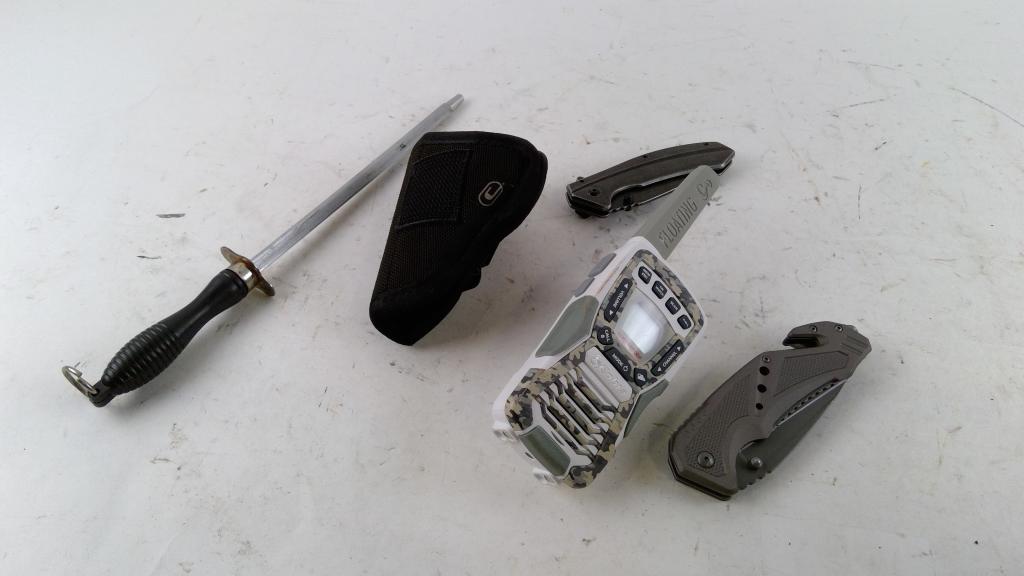 Cobra Two-way Radio Walkie Talkie, Pocket Knife, And More, 5 Pieces