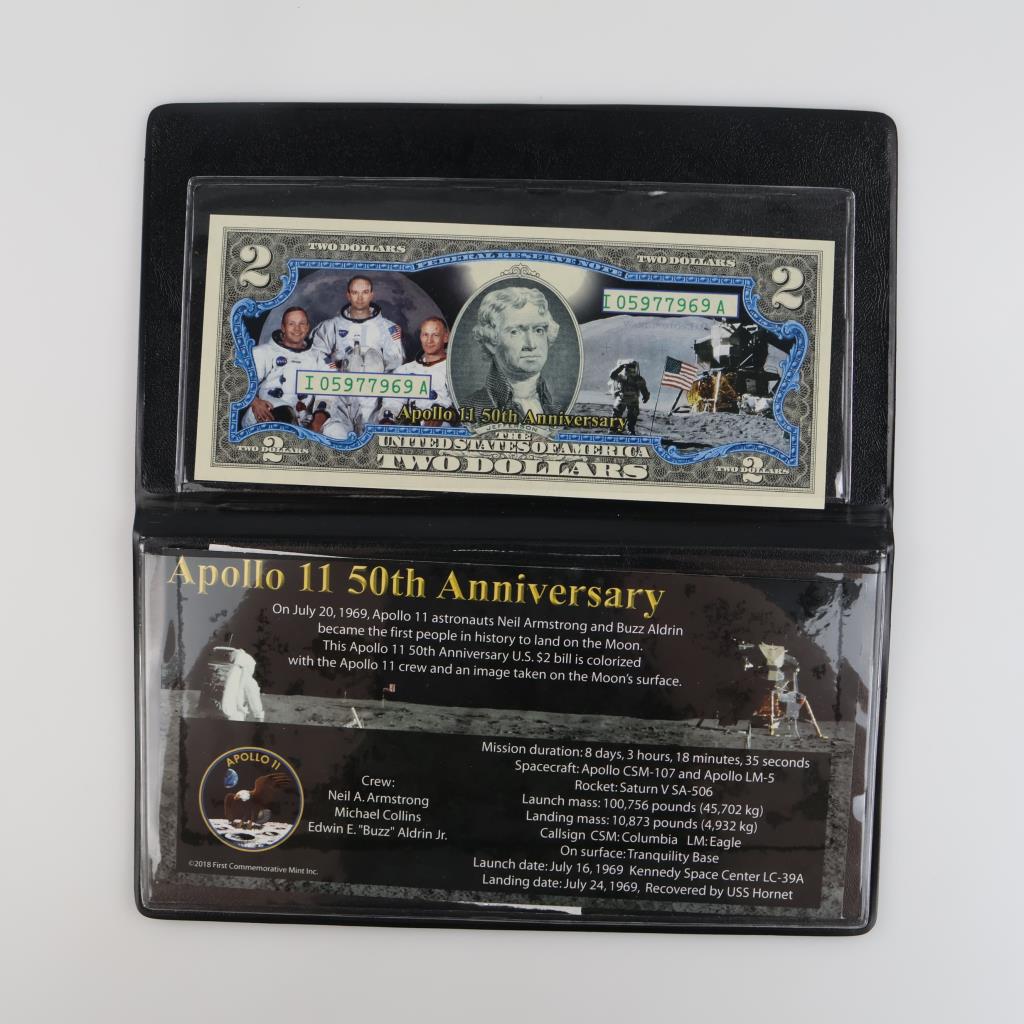 Colorized $2 Federal Reserve Note Apollo II / With COA