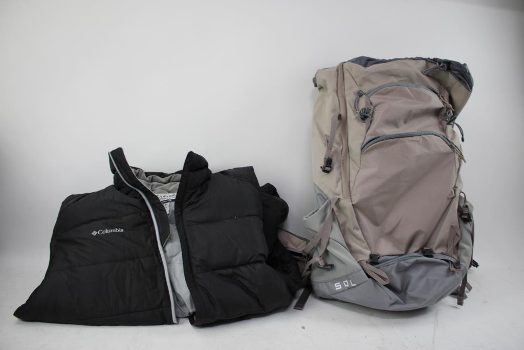 Columbia Men's Large Black Jacket & Ozark Trail Backpack